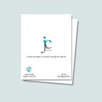 back of The Dog Ate It Birthday card showing JC Pet Designs logo and unique tagline message that reads "No cards were harmed in the making of this card, okay maybe one", in the bottom left corner is Oz's paw print in teal and text "blank inside, made in the USA", the sku and copyright @jcpetdesigns2025 are in the bottom right corner 