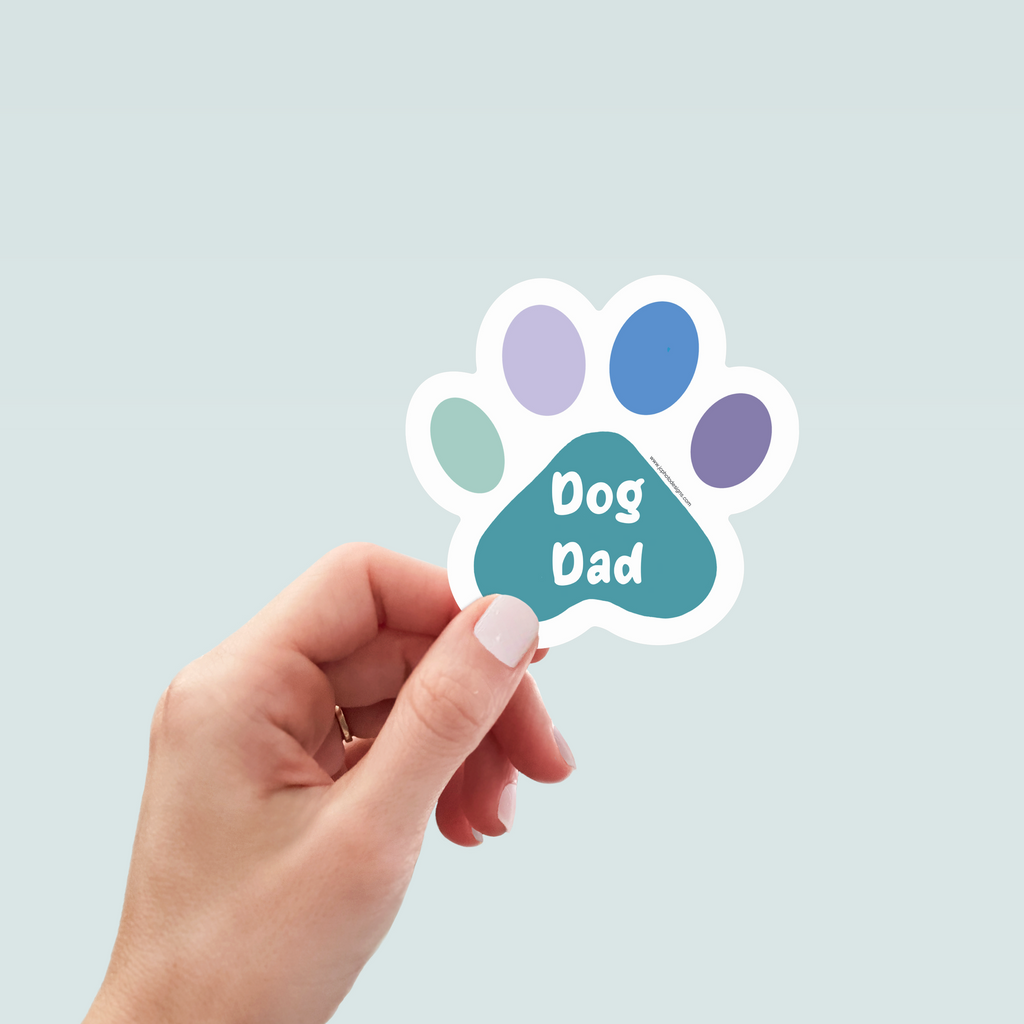 Dog Dad Paw Sticker - Hand-Drawn Vinyl Decal