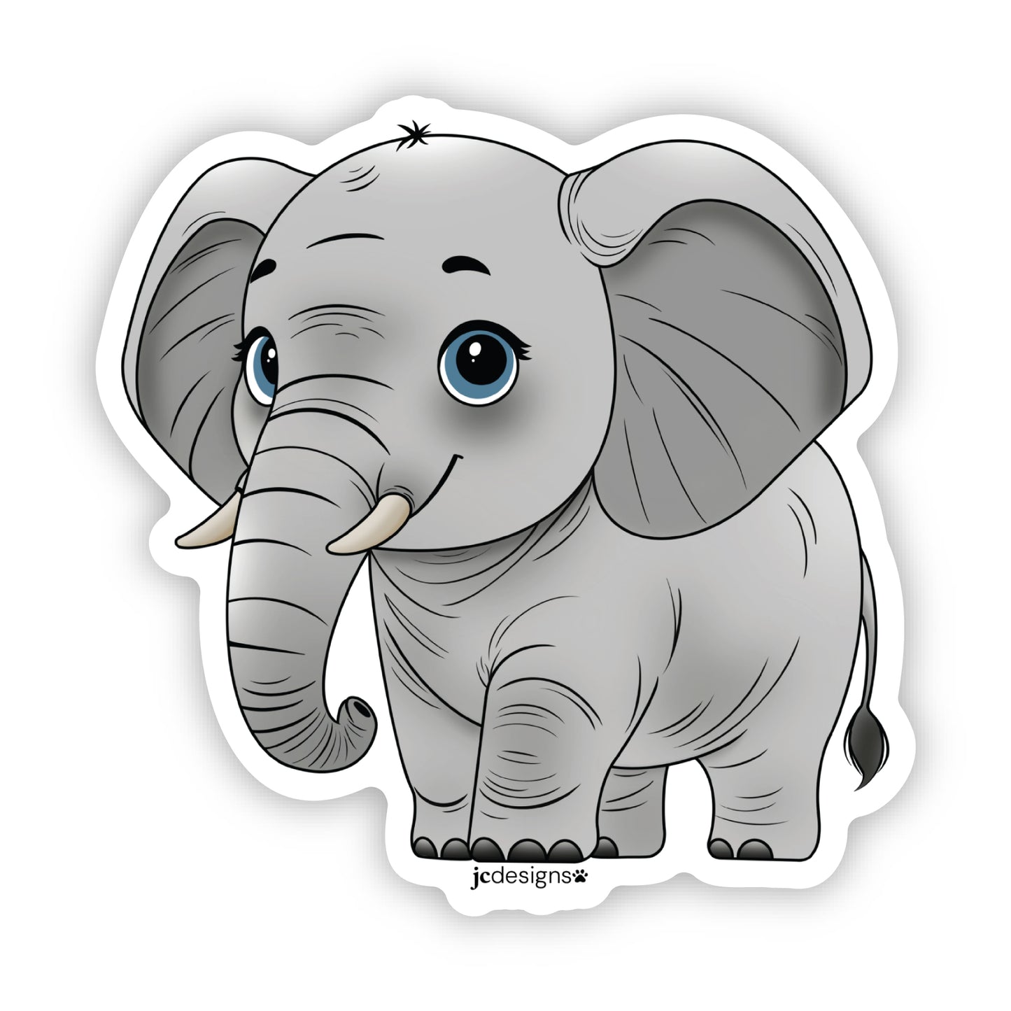 Elephant Art Decal Stickers, Funny Handmade Cute Gift