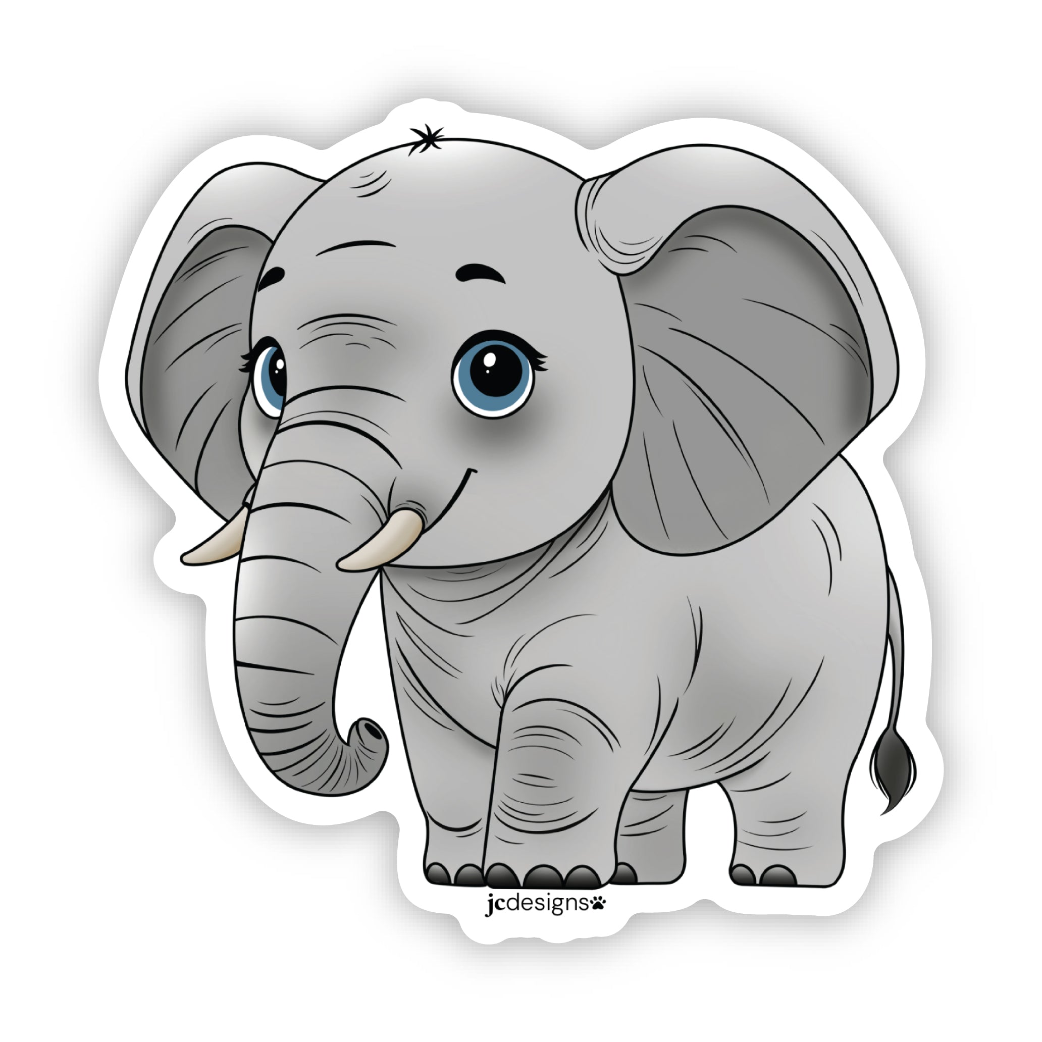 Elephant Sticker - Hand-Drawn Vinyl Decal