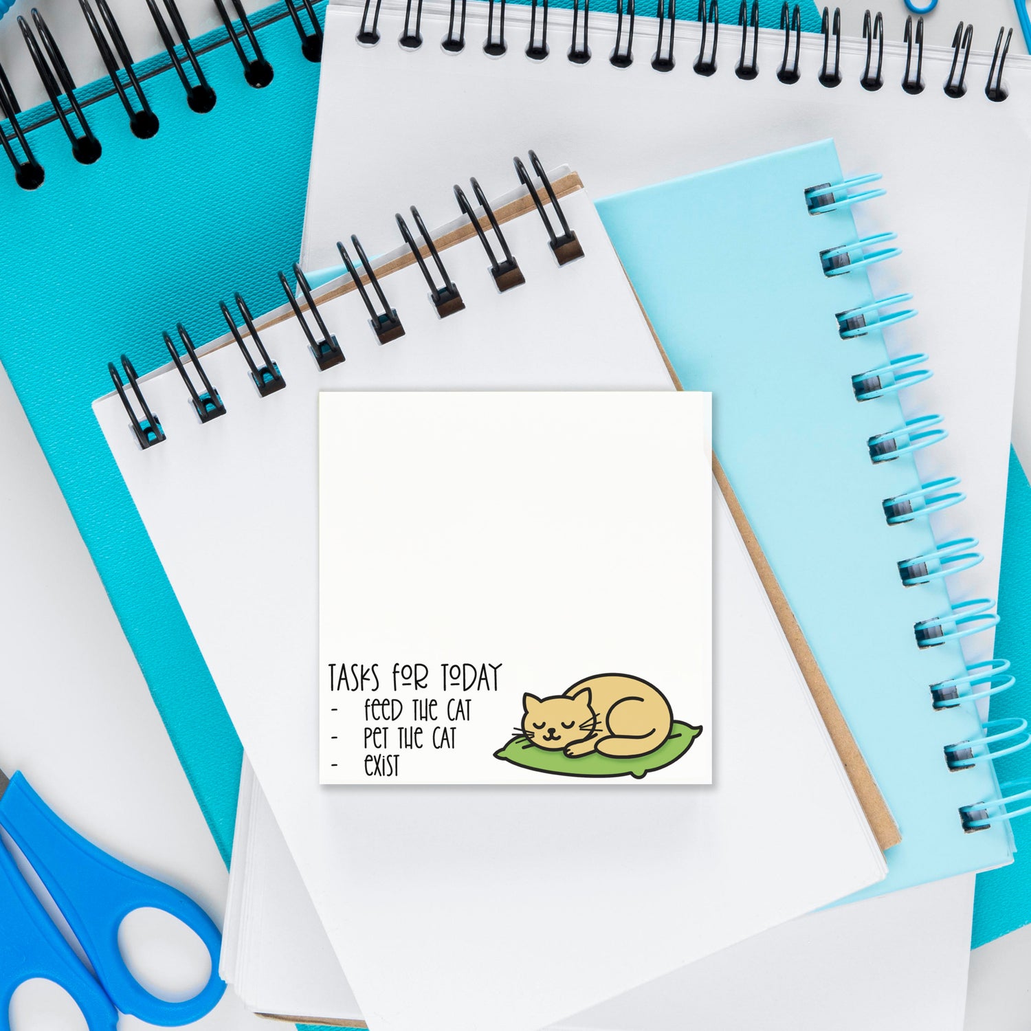 Cat Daily Tasks Sticky Notes – Funny Pet Lover 3"x3" Notepad
