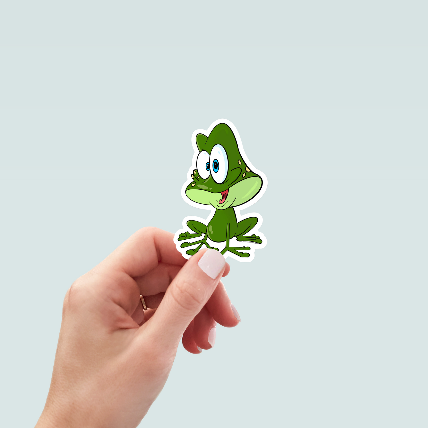 Cartoon Green Frog Sticker - Vinyl Die Cut Waterproof 3 Inch