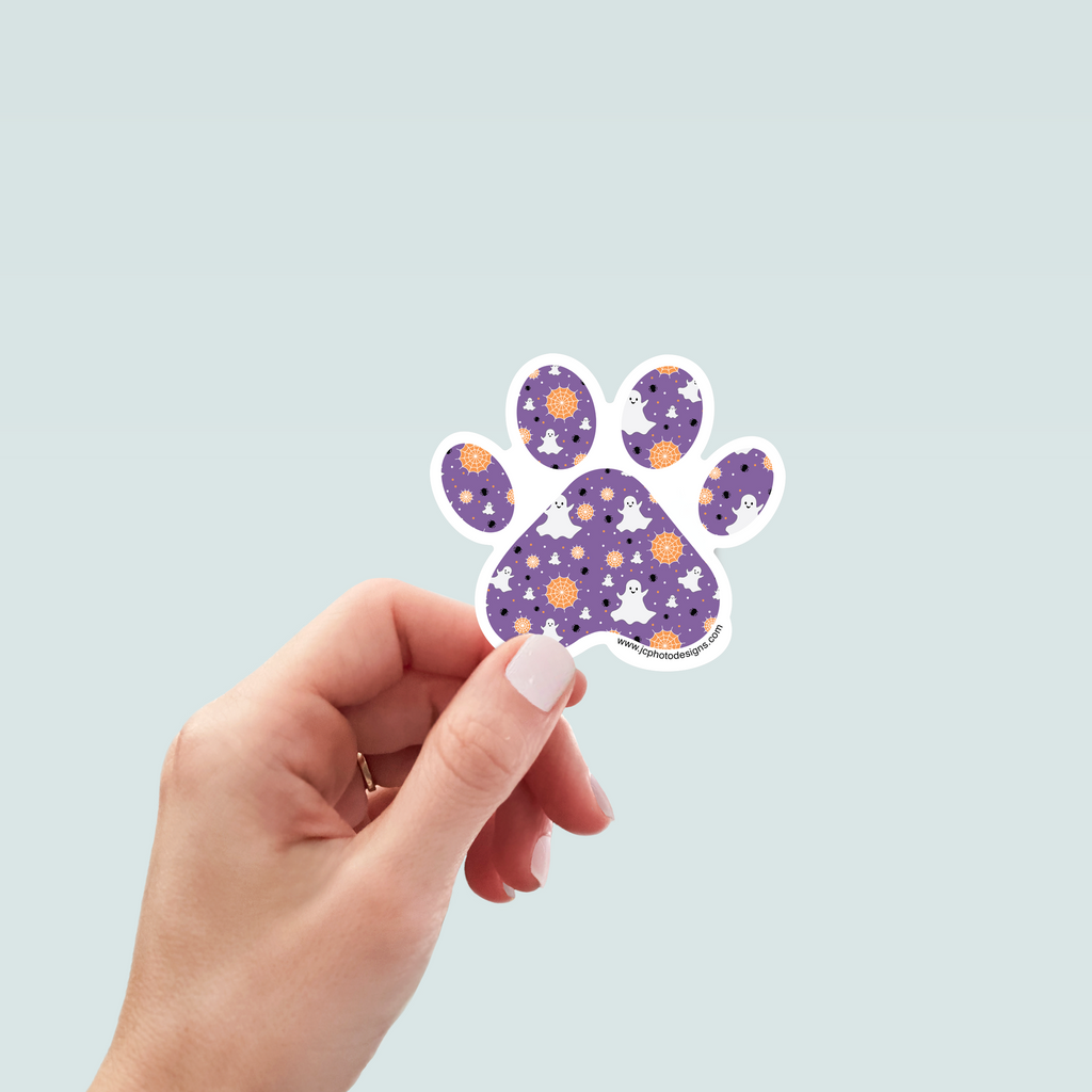 Halloween Paw  Ghost & Spider Sticker - Hand-Drawn Vinyl Decal
