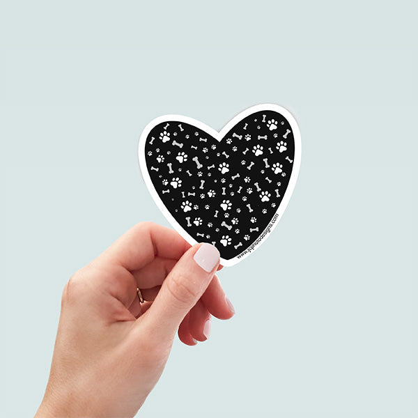 Black Heart Dog Sticker - Hand-Drawn Vinyl Decal