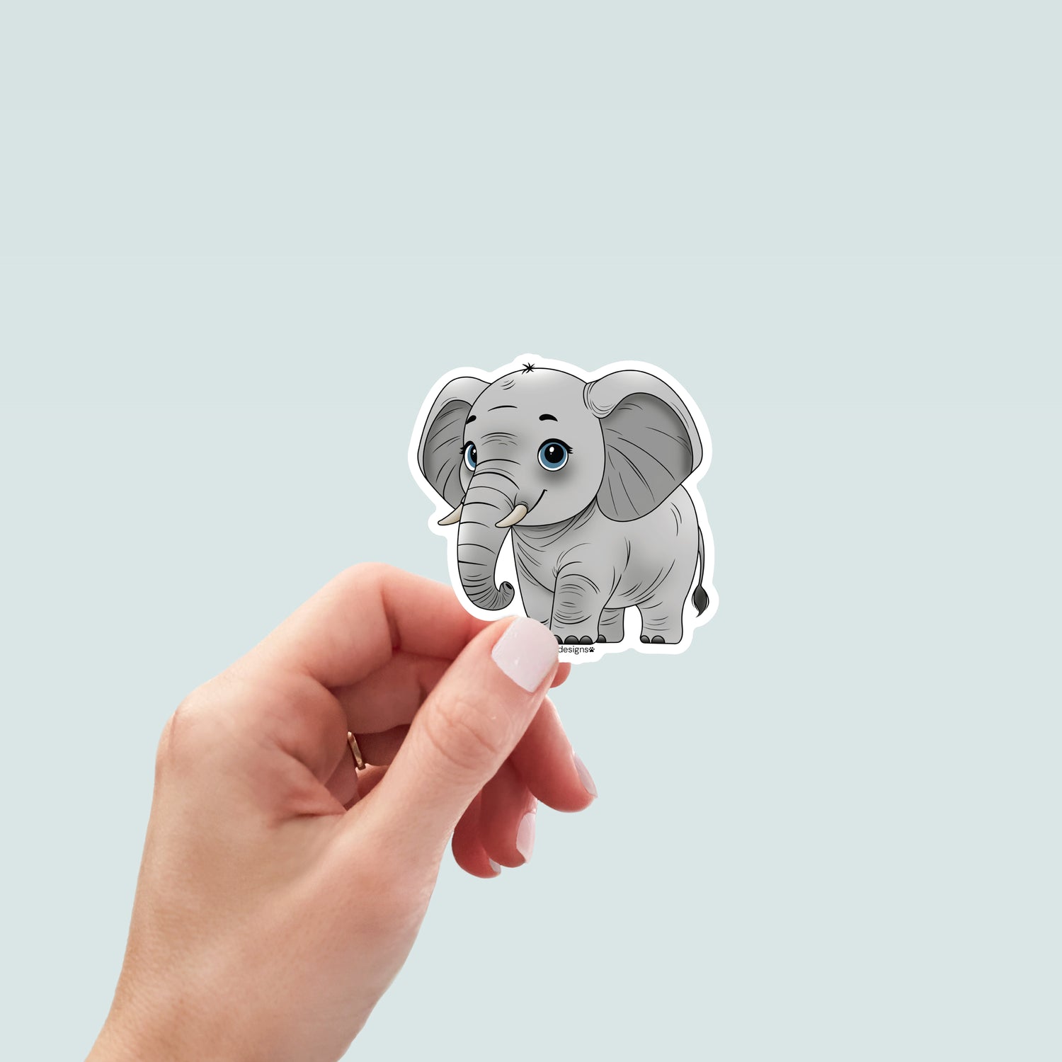 Gray Elephant Sticker - Vinyl Die Cut Waterproof 3 Inch