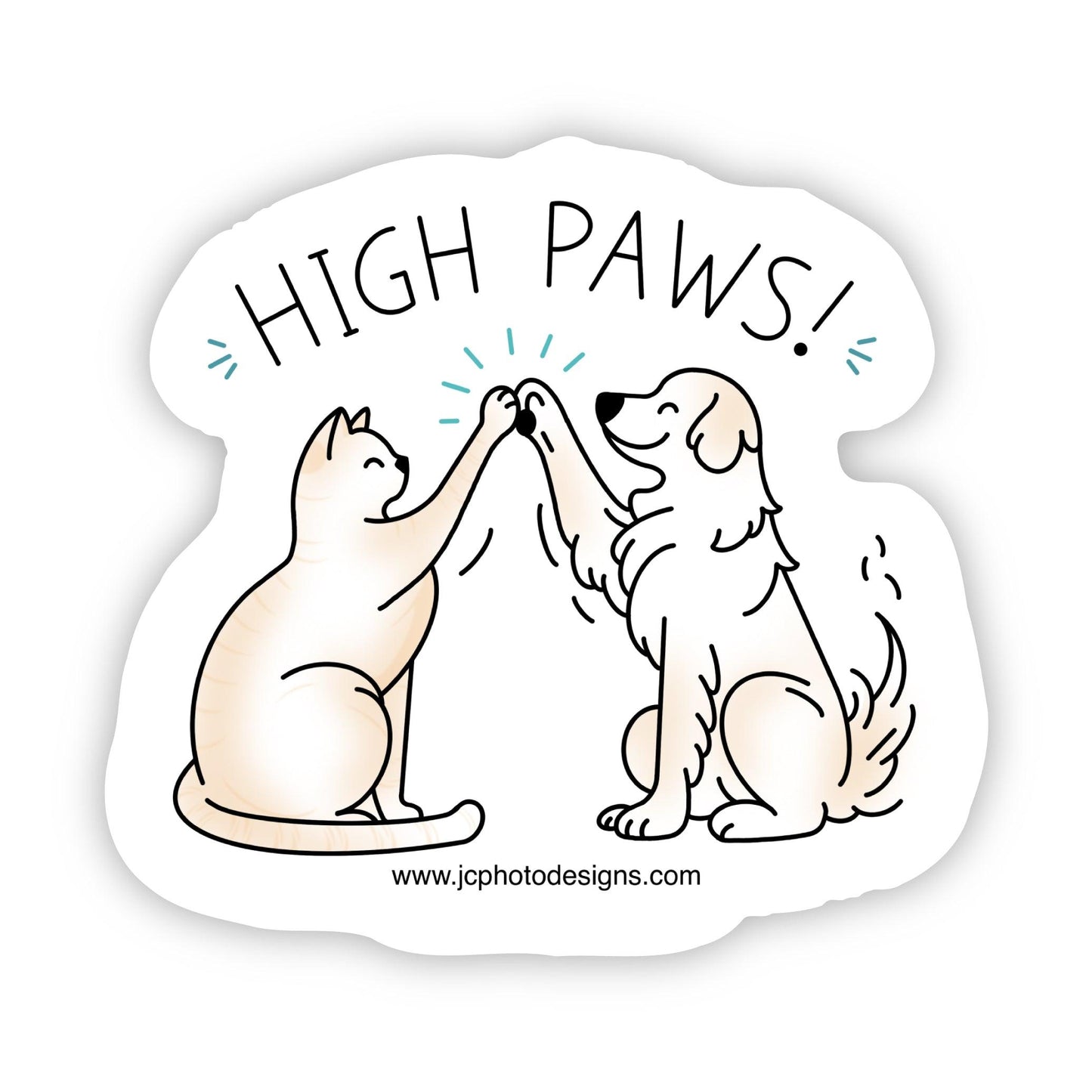 'High Paws! Cat and Dog Friendship Sticker - JC Designs