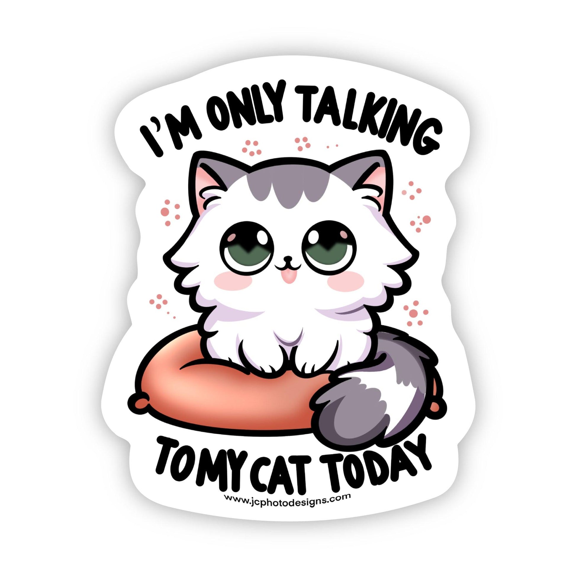 'I'm Only Talking to my Cat Today' - Cute Cat Sticker - JC Designs