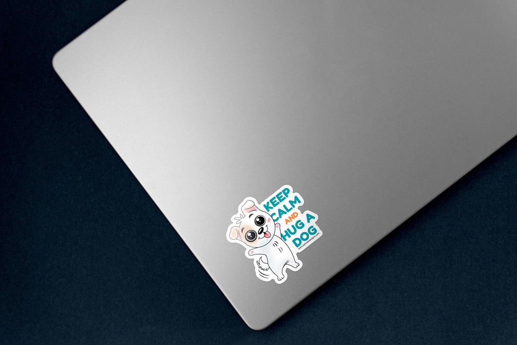 Hug a Dog Sticker - Hand-Drawn Vinyl Decal
