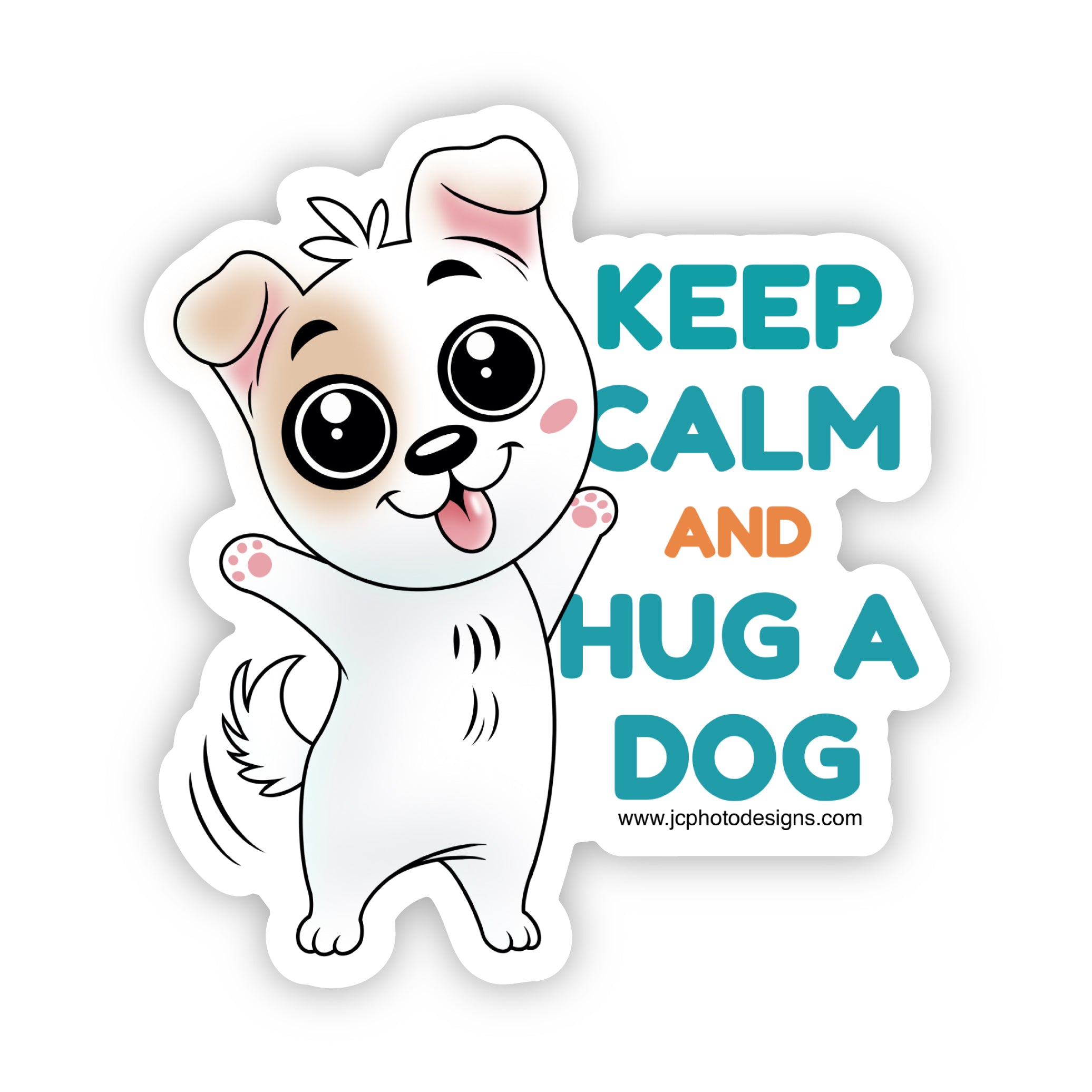 Hug a Dog Sticker - Hand-Drawn Vinyl Decal