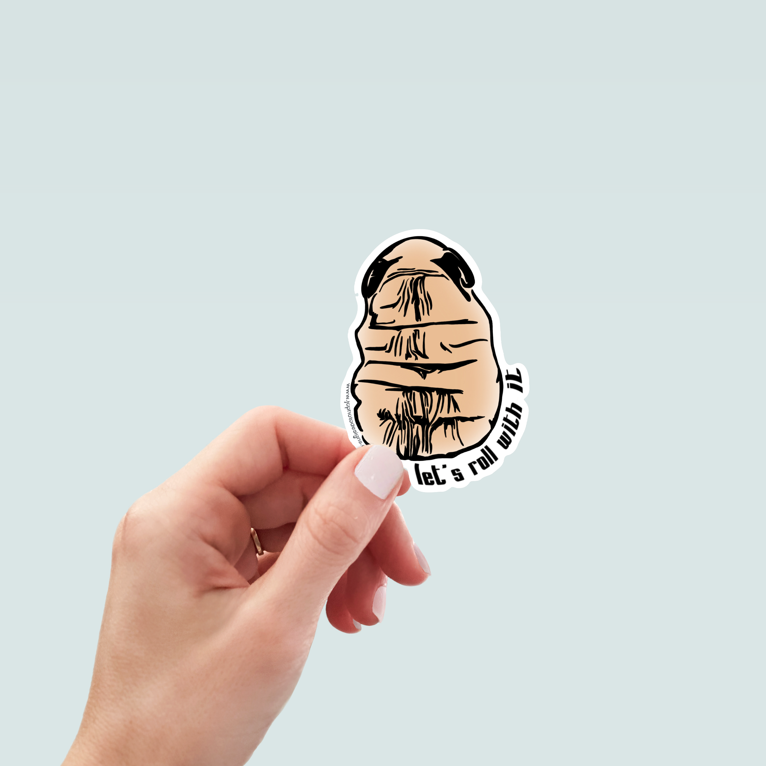 Pug Let it Roll Dog Sticker - Hand-Drawn Vinyl Decal