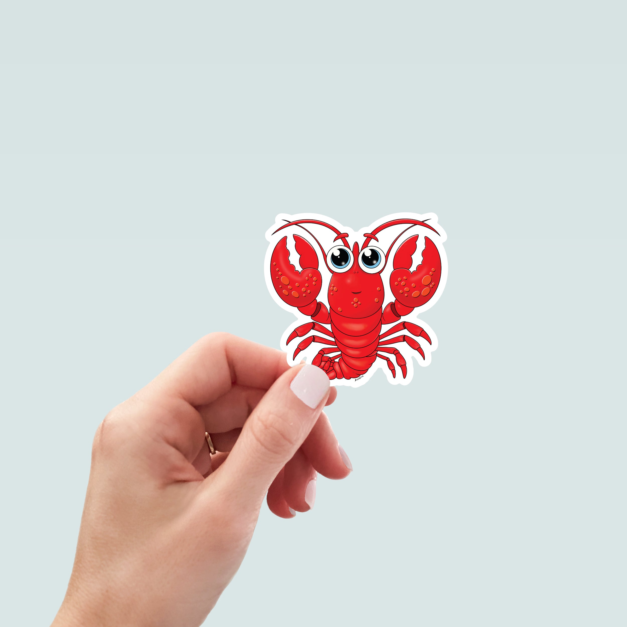 Cheerful Red Lobster Sticker - Hand-Drawn Vinyl Decal