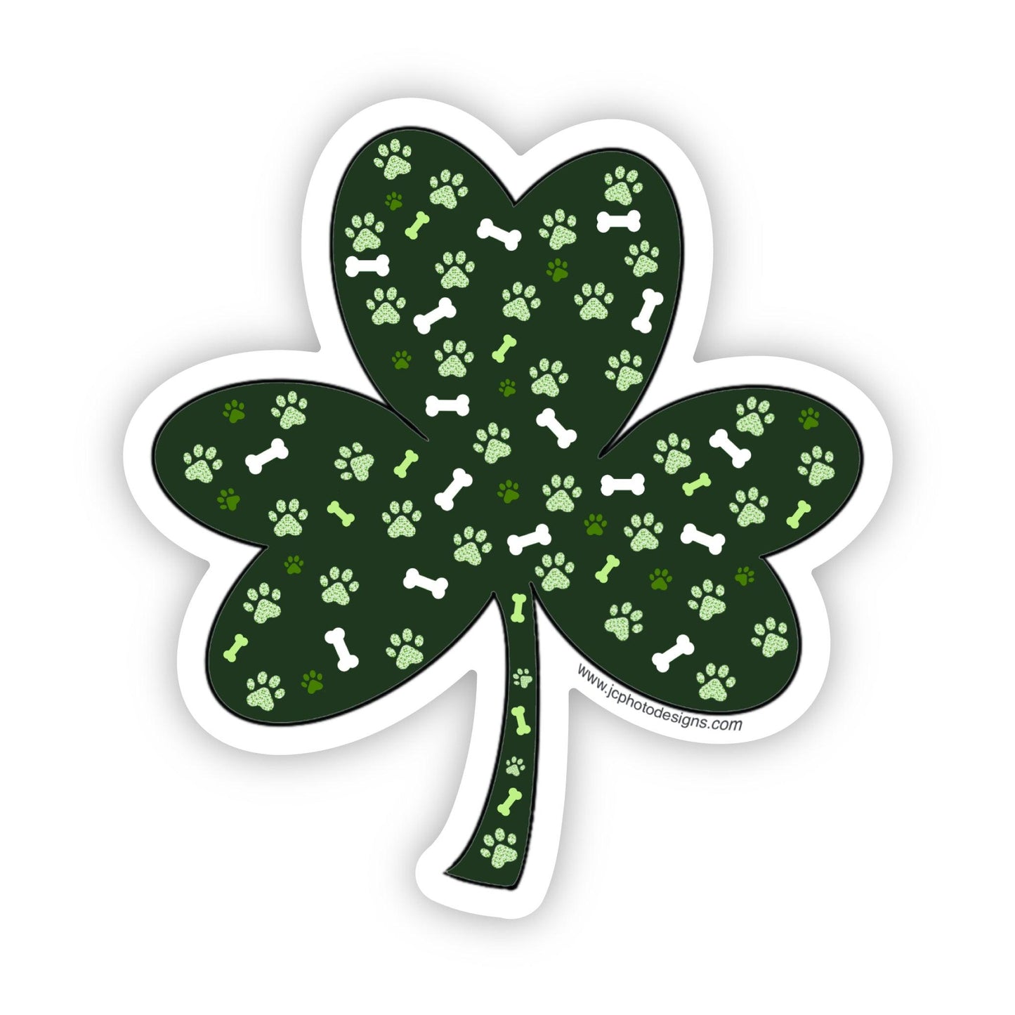 Lucky Clover Paw Print Sticker – Pet Lover’s Shamrock Sticker - JC Designs