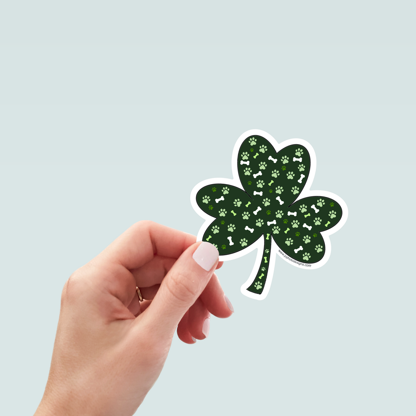 Lucky Shamrock Paw and Bones Dog Art Decal Stickers, Funny Handmade Cute Gift for Pet Lover