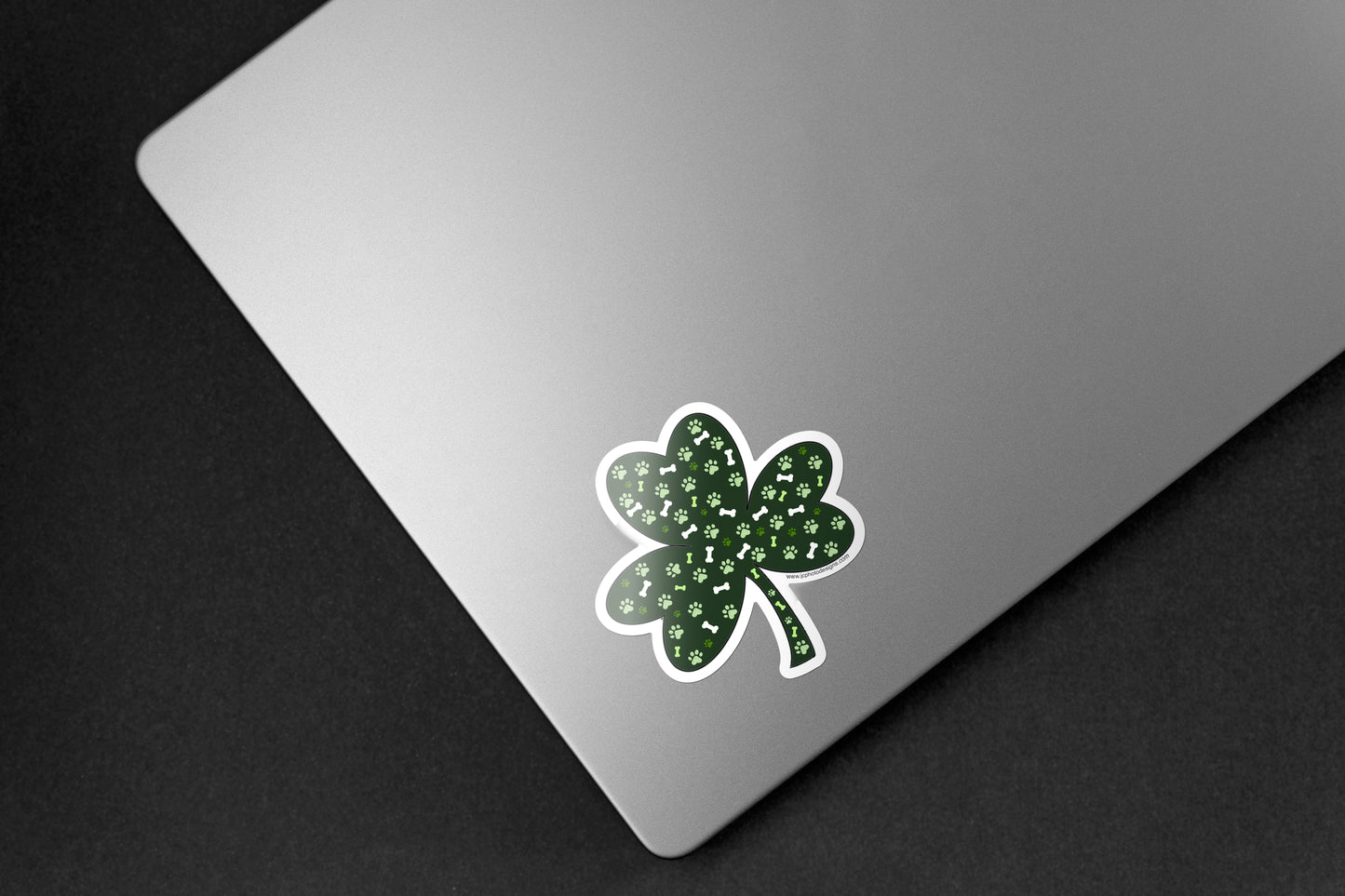 Lucky Shamrock Paw and Bones Dog Art Decal Stickers, Funny Handmade Cute Gift for Pet Lover