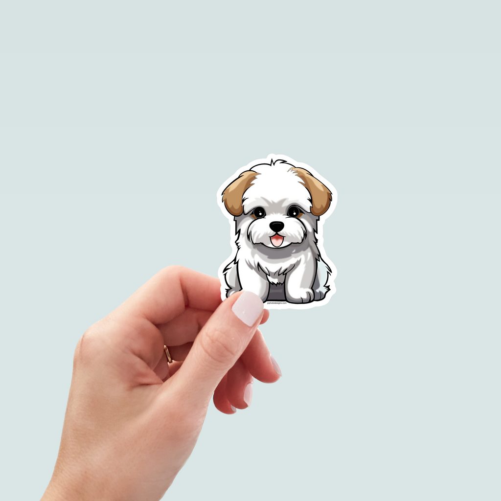 Maltese Dog Sticker - Hand-Drawn Vinyl Decal