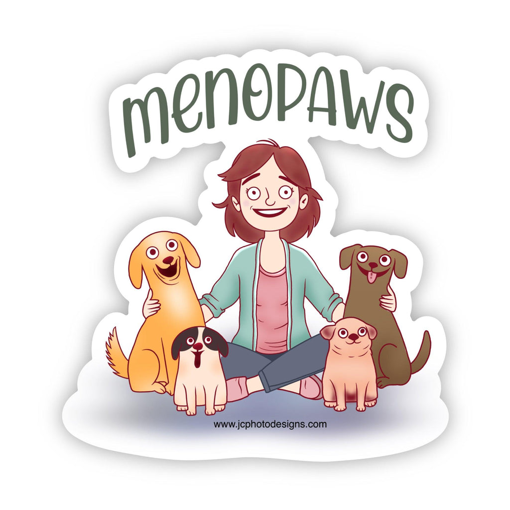 'Menopaws' Woman with her Dogs sticker - JC Designs