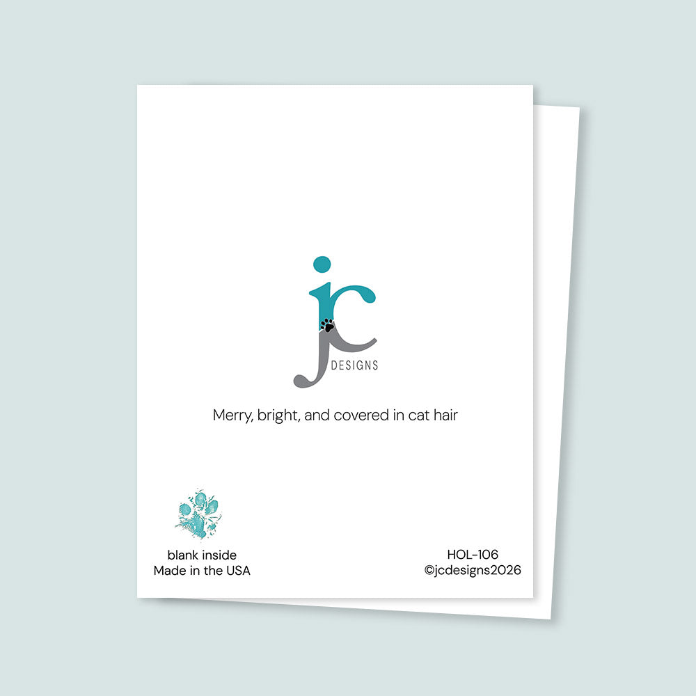 Greeting card with 'jc designs' logo and text on a light gray background