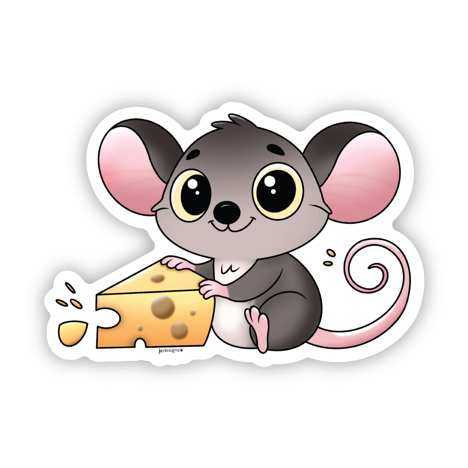 Gray Mouse Sticker - Vinyl Die Cut Waterproof 3 Inch