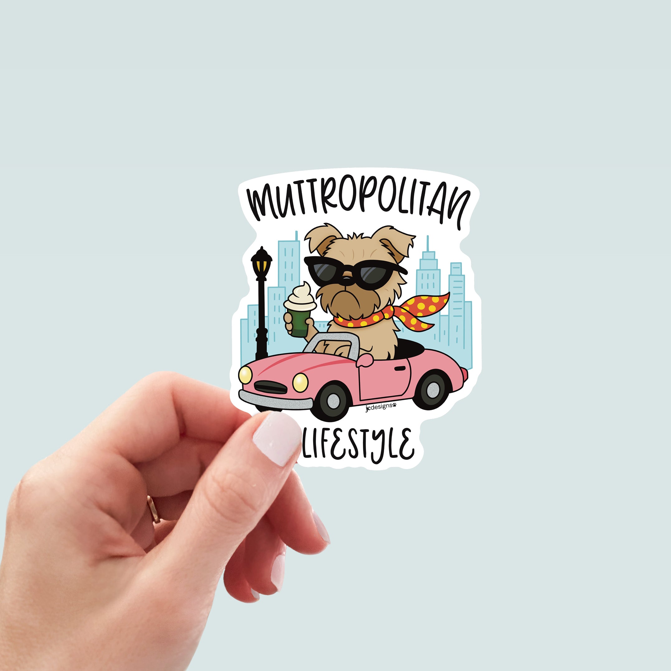 Muttropolitan Lifestyle Dog Sticker - Hand-Drawn Vinyl Decal