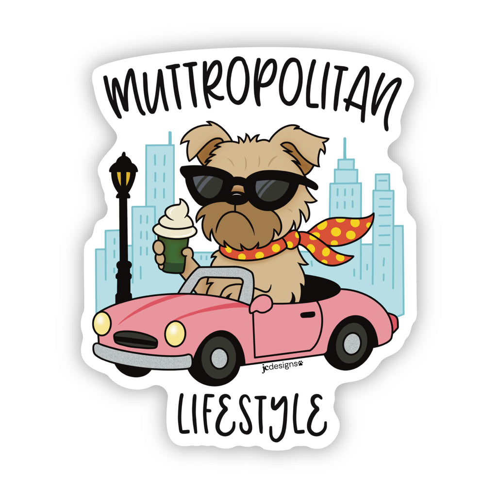 Muttropolitan Lifestyle Dog Sticker - Hand-Drawn Vinyl Decal