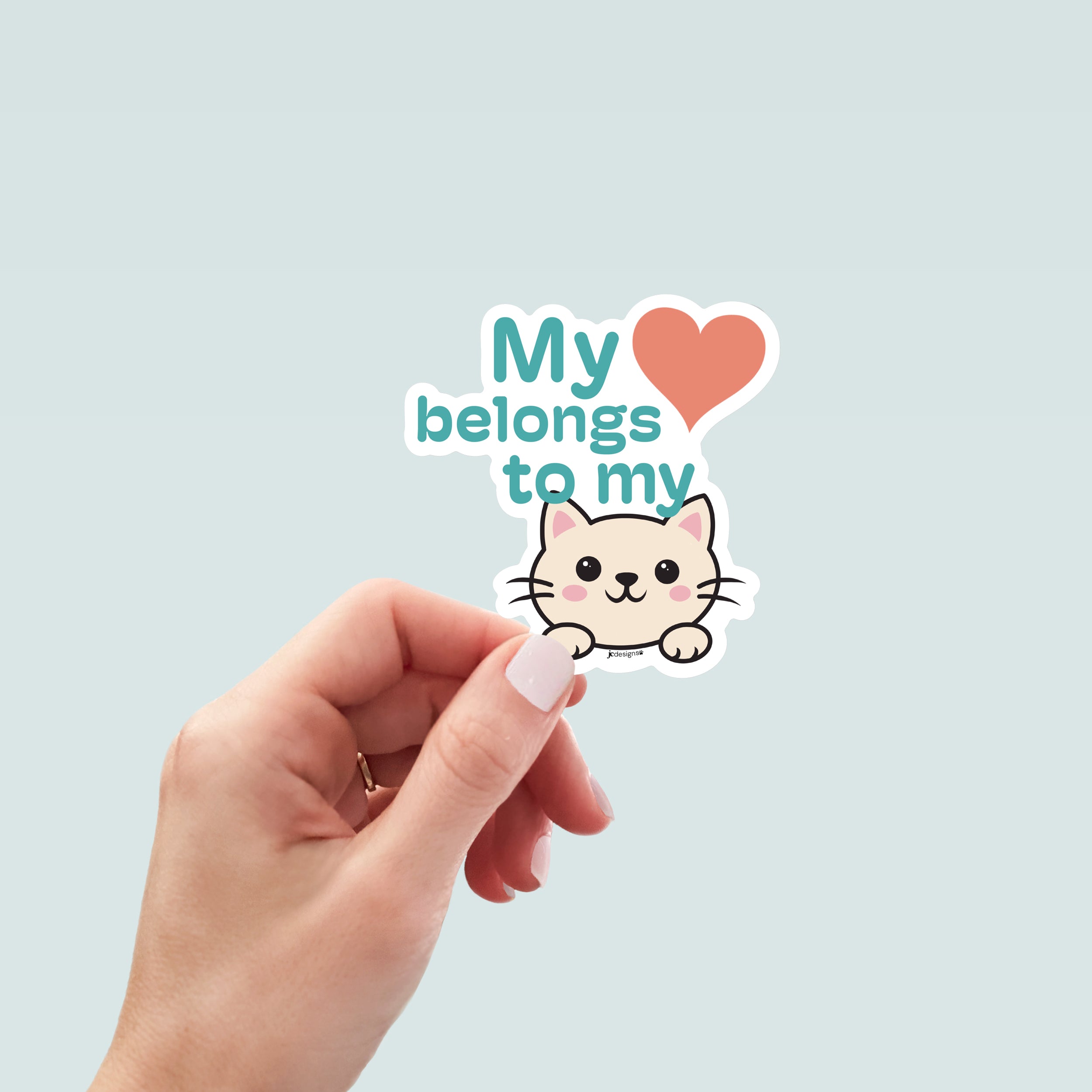 Heart Belongs to Cat Sticker - Hand-Drawn Vinyl Decal