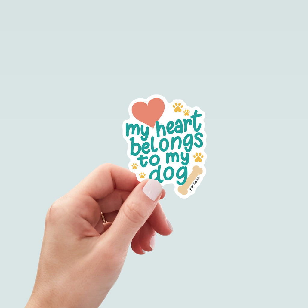 Heart Belongs to Dog Sticker - Hand-Drawn Vinyl Decal