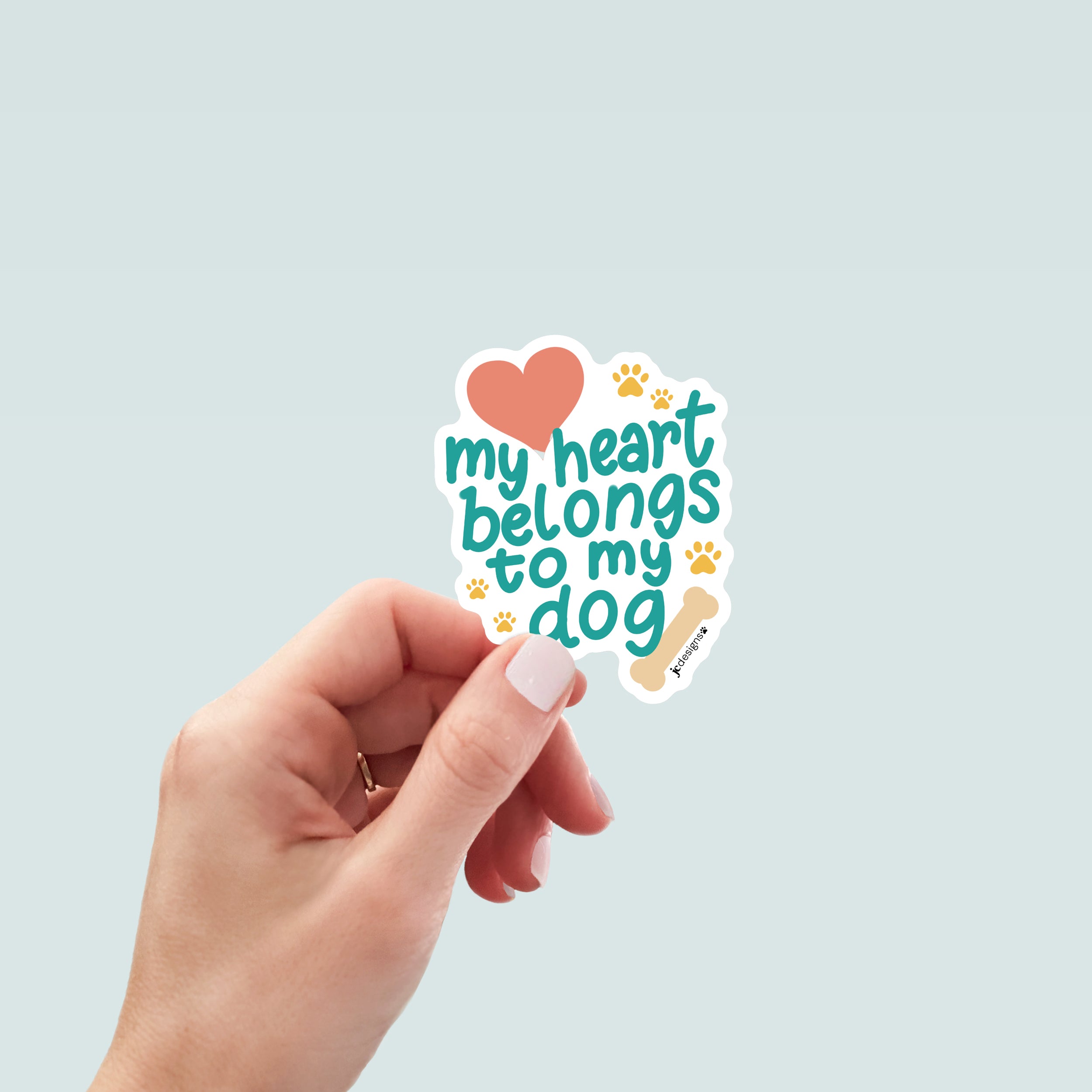 Heart Belongs to Dog Sticker - Hand-Drawn Vinyl Decal