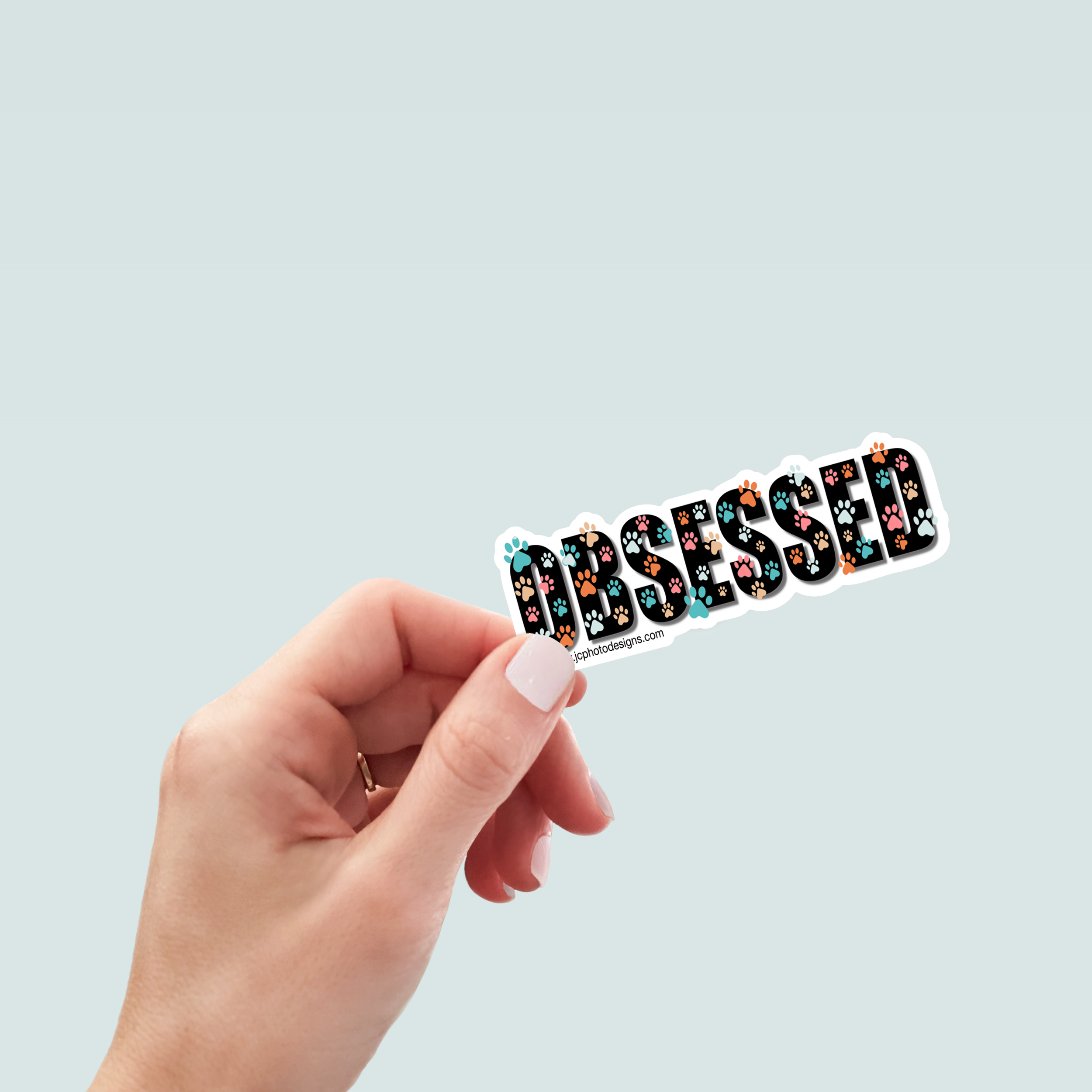 Obsessed Dog Paw Sticker - Hand-Drawn Vinyl Decal