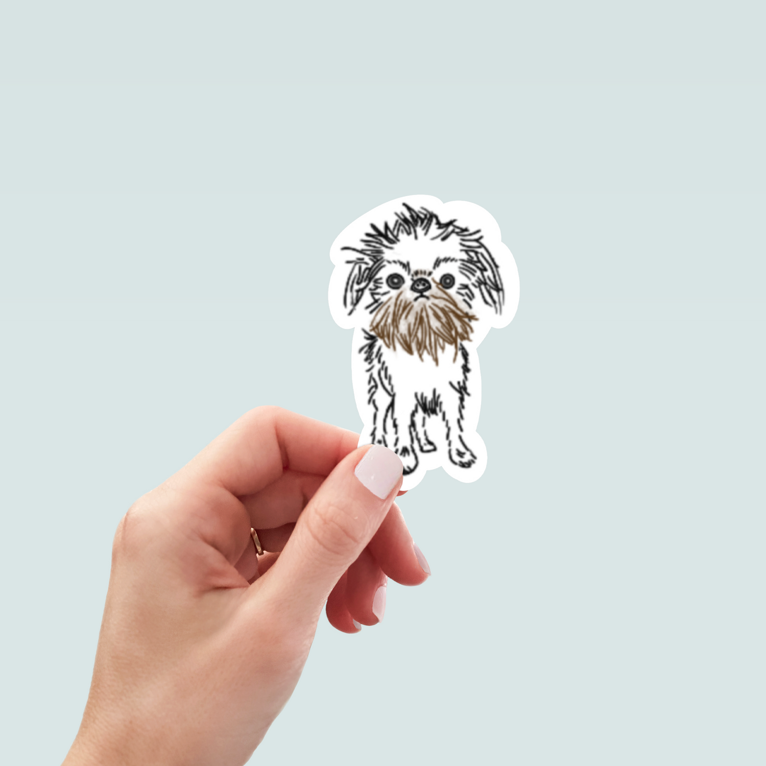 Brussels Griffon Stick Dog Sticker - Vinyl Die Cut Waterproof 3 Inch