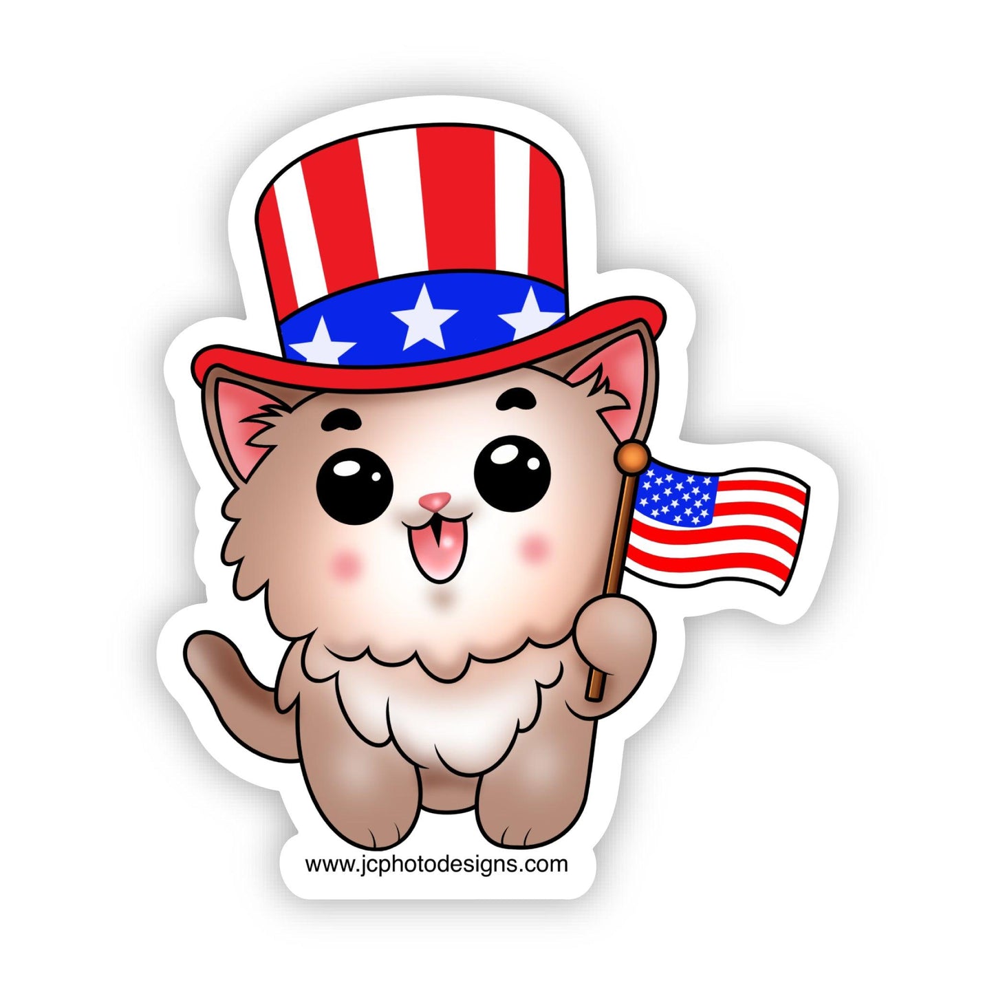 Patriotic Paws Cat Sticker - JC Designs