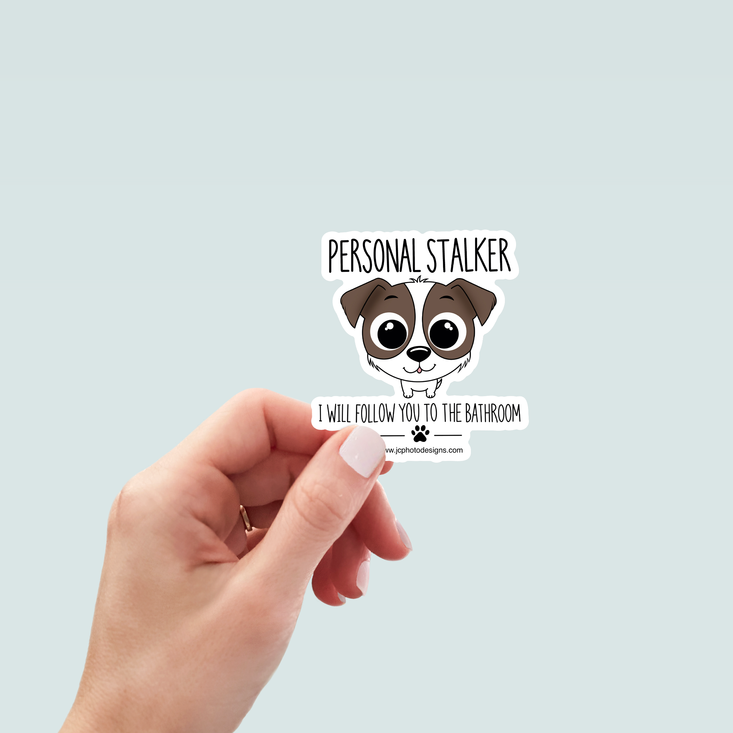 Personal Stalker Dog Sticker - Hand-Drawn Vinyl Decal