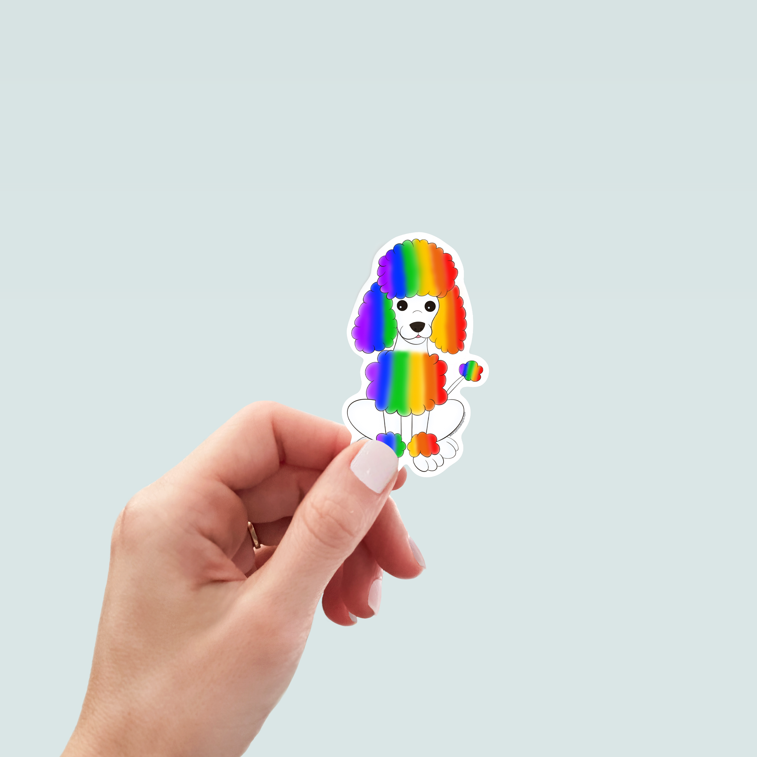 Pride Rainbow Poodle Dog Sticker - Hand-Drawn Vinyl Decal