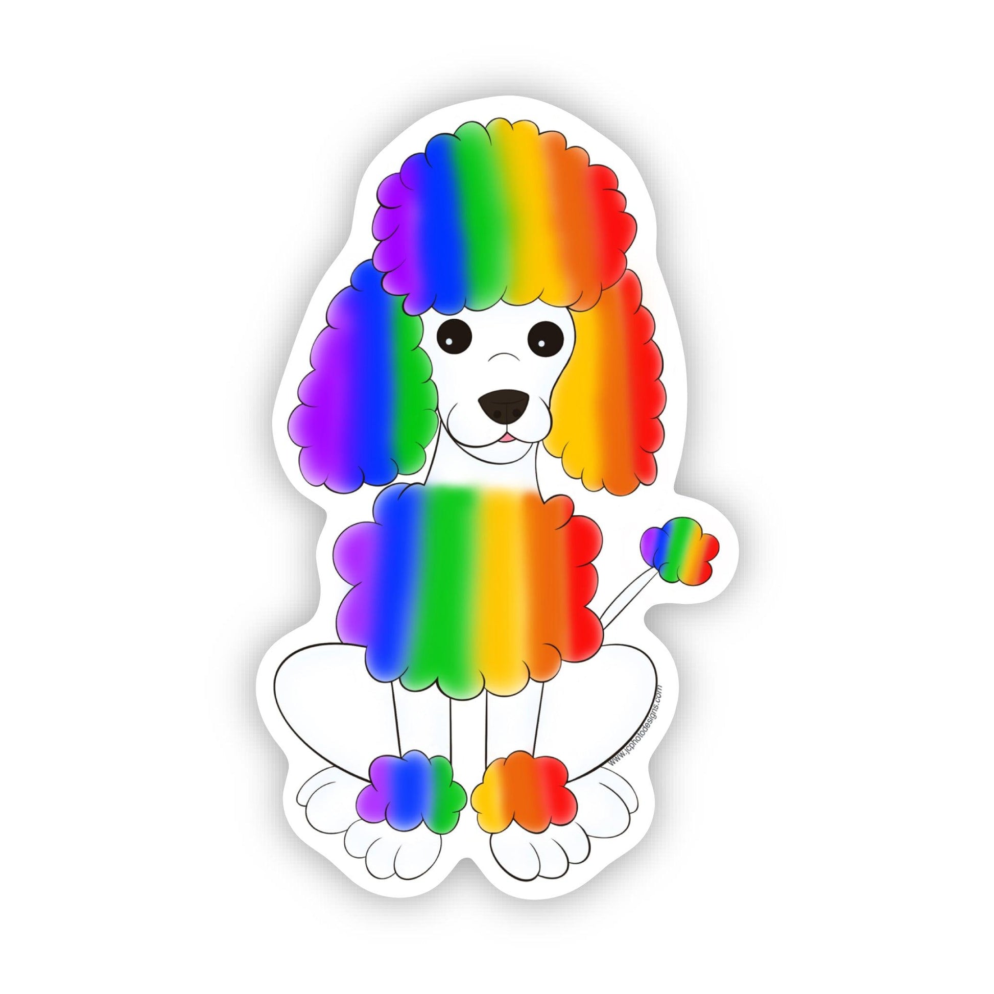 Rainbow Poodle” Pride Sticker - Colorful Canine Celebration Sticker - JC Designs