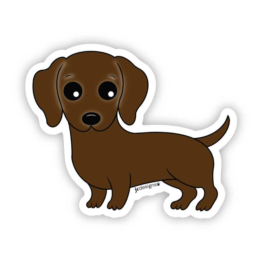 Red Dachshund Dog Sticker - Hand-Drawn Vinyl Decal