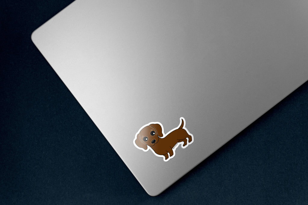 Red Dachshund Dog Sticker - Hand-Drawn Vinyl Decal