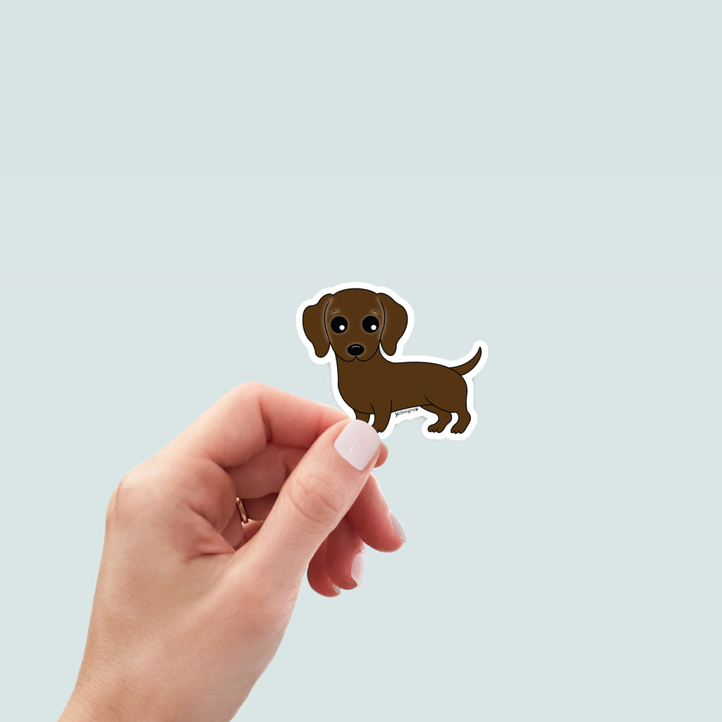 Red Dachshund Dog Sticker - Hand-Drawn Vinyl Decal