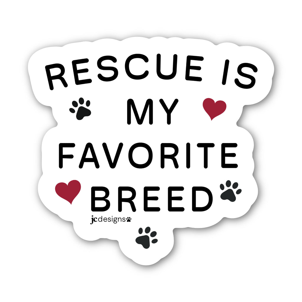 Rescue Favorite Breed Dog Sticker - Hand-Drawn Vinyl Decal