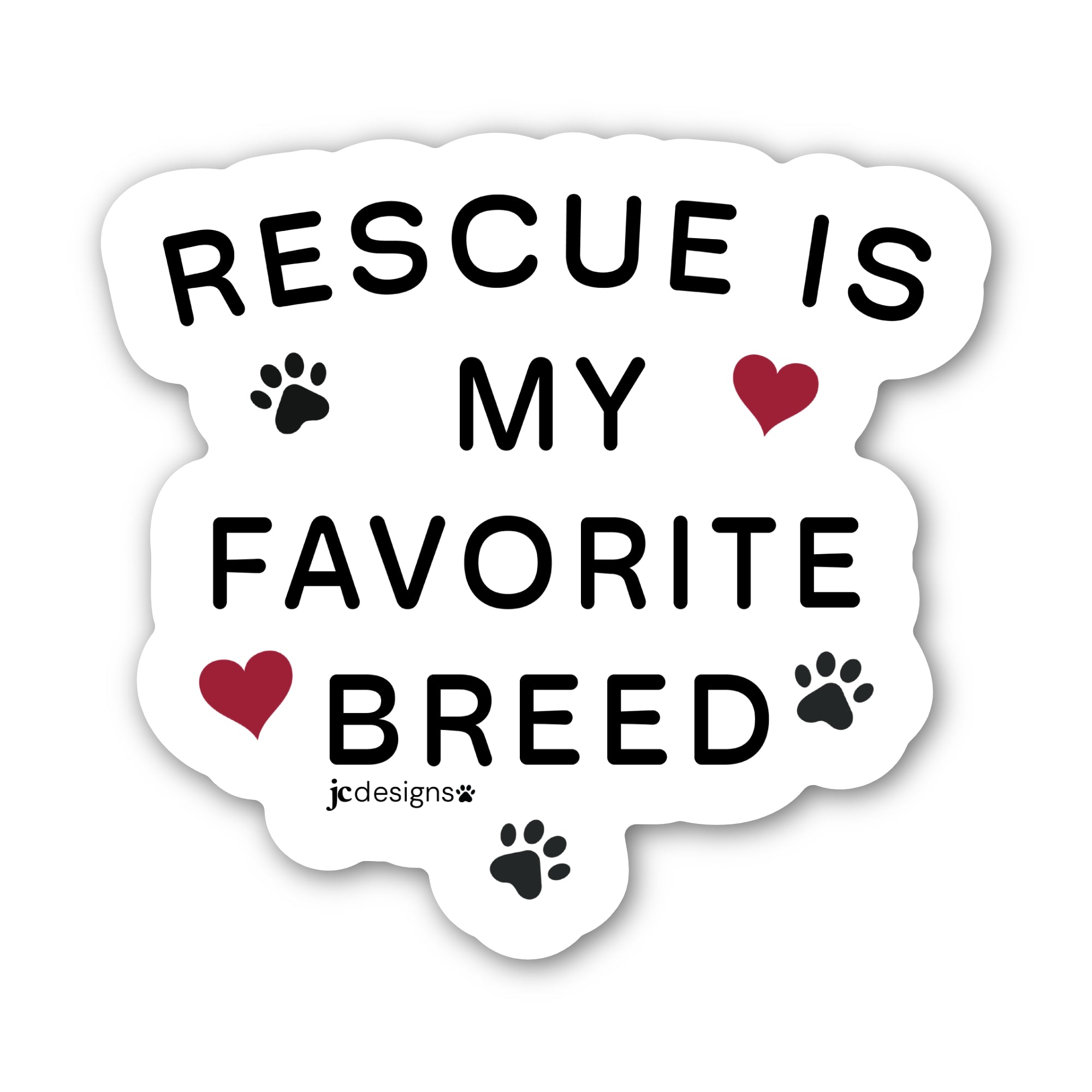 Rescue Favorite Breed Dog Sticker - Hand-Drawn Vinyl Decal