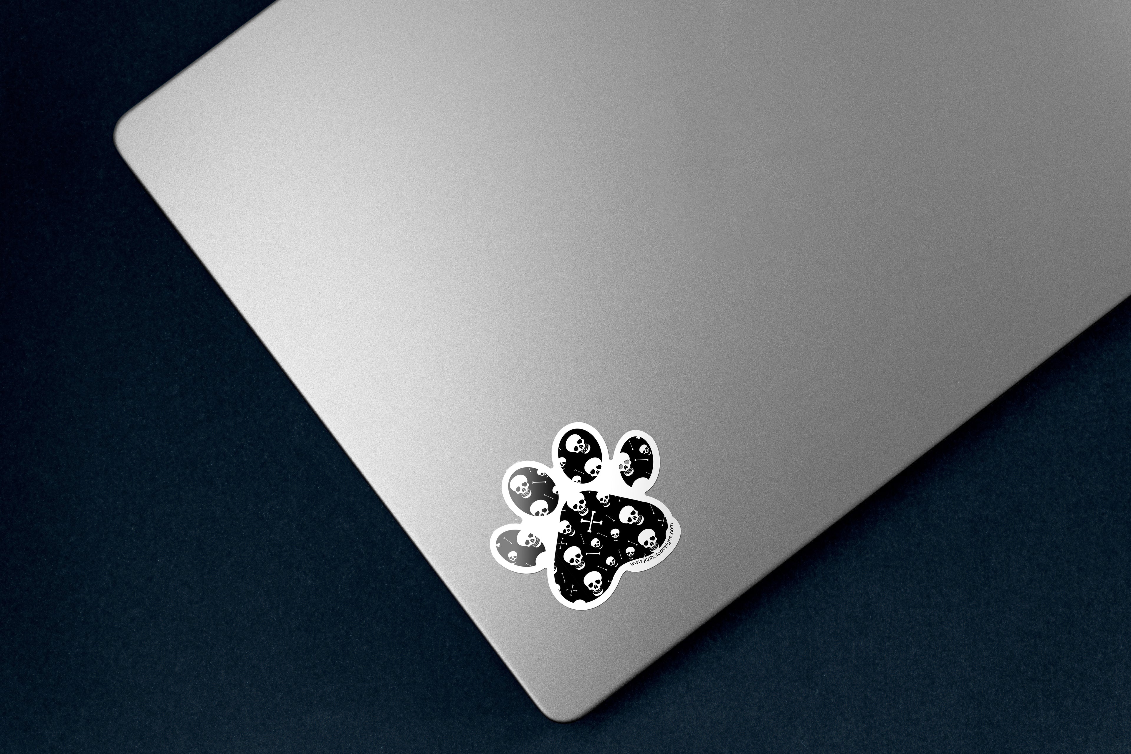 Halloween Paw Skull & Bones Sticker - Hand-Drawn Vinyl Decal