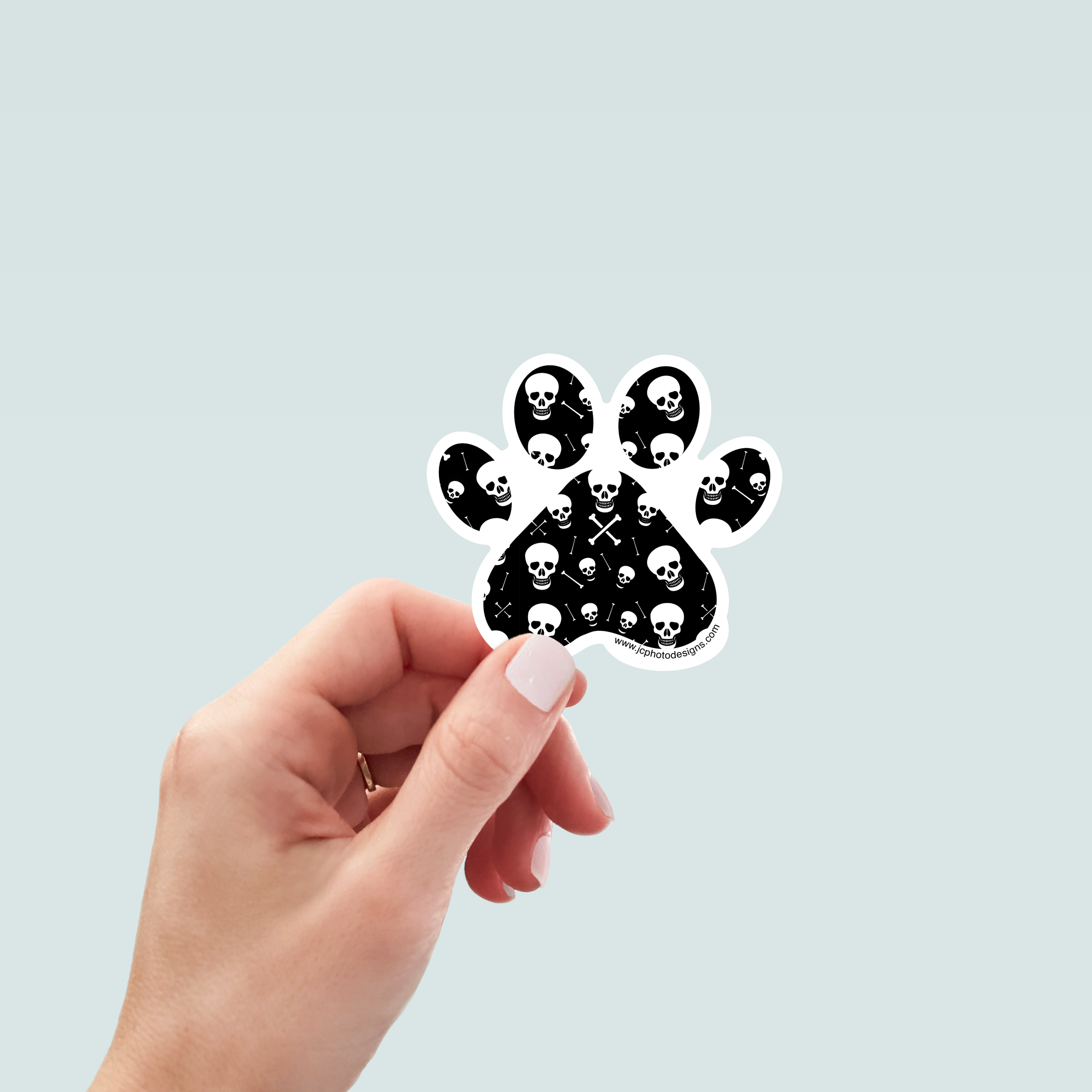 Halloween Paw Skull & Bones Sticker - Hand-Drawn Vinyl Decal