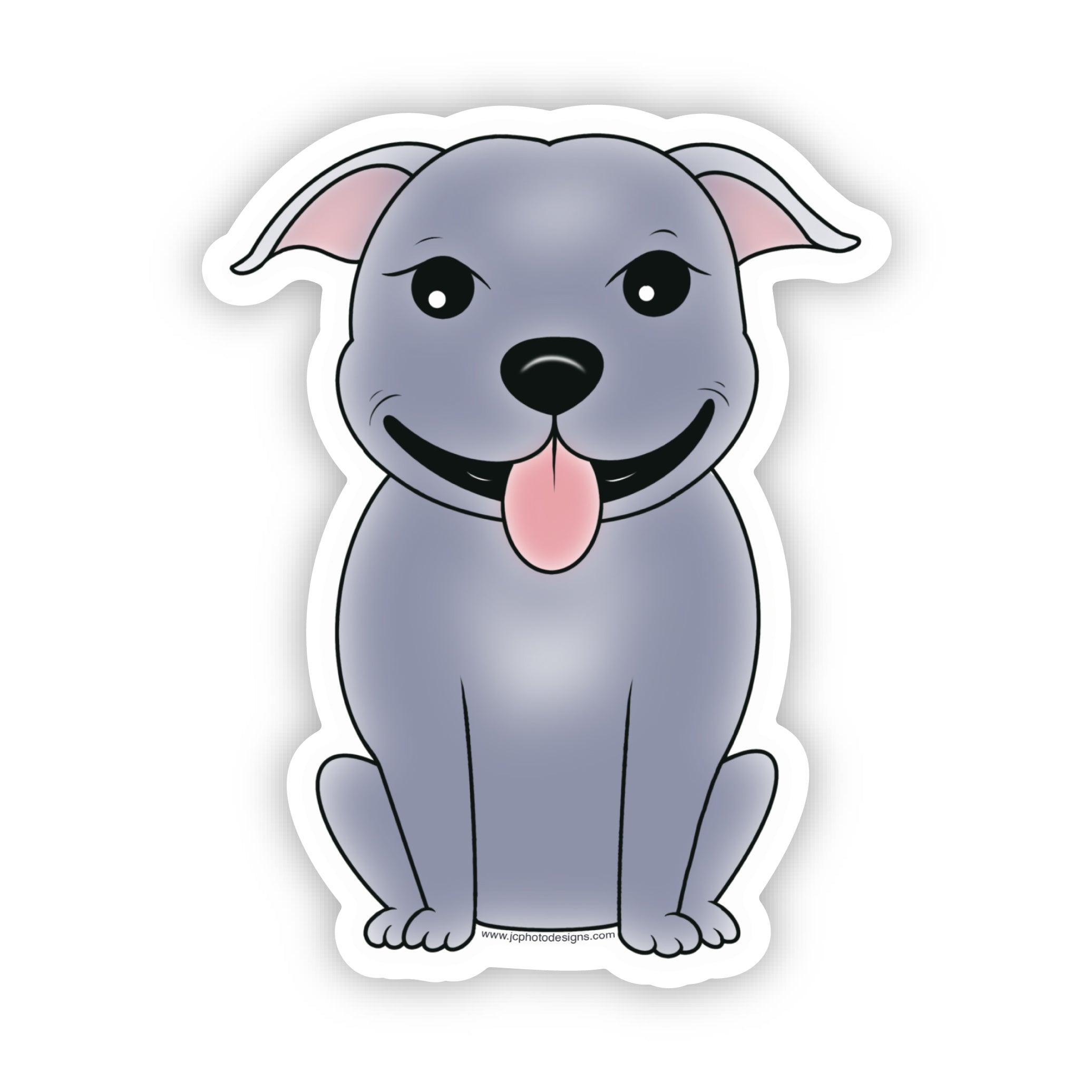 'Smiling Pit Bull Puppy' Sticker - Adorable Dog Breed Sticker - JC Designs