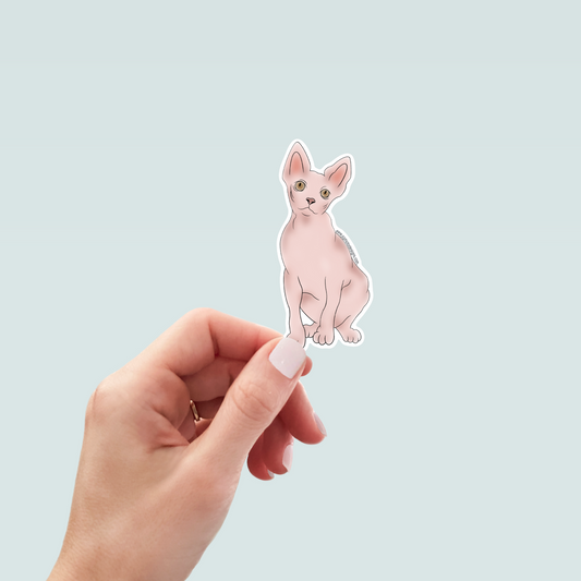 Sphynx Cat Art Decal Stickers, Funny Handmade Cute Gift for Pet Lover