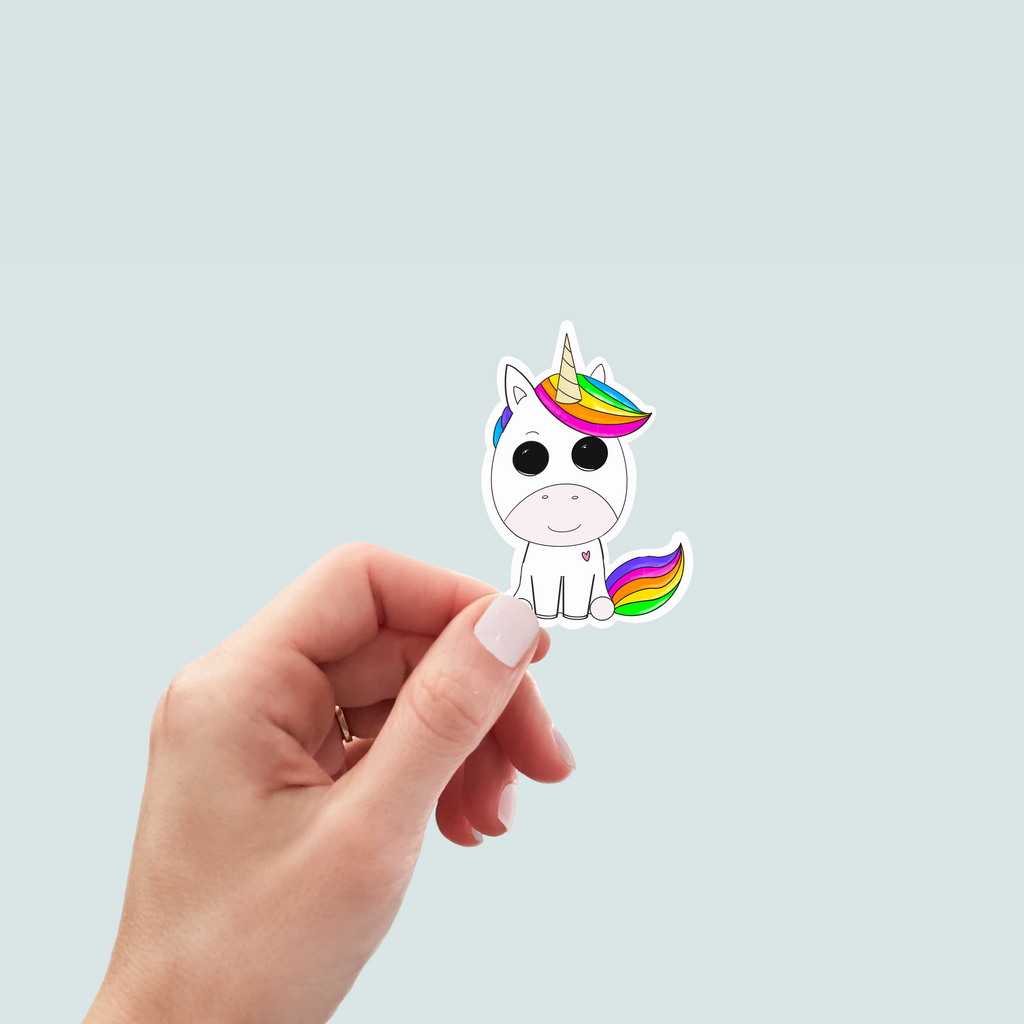 Rainbow Unicorn Sticker - Hand-Drawn Vinyl Decal