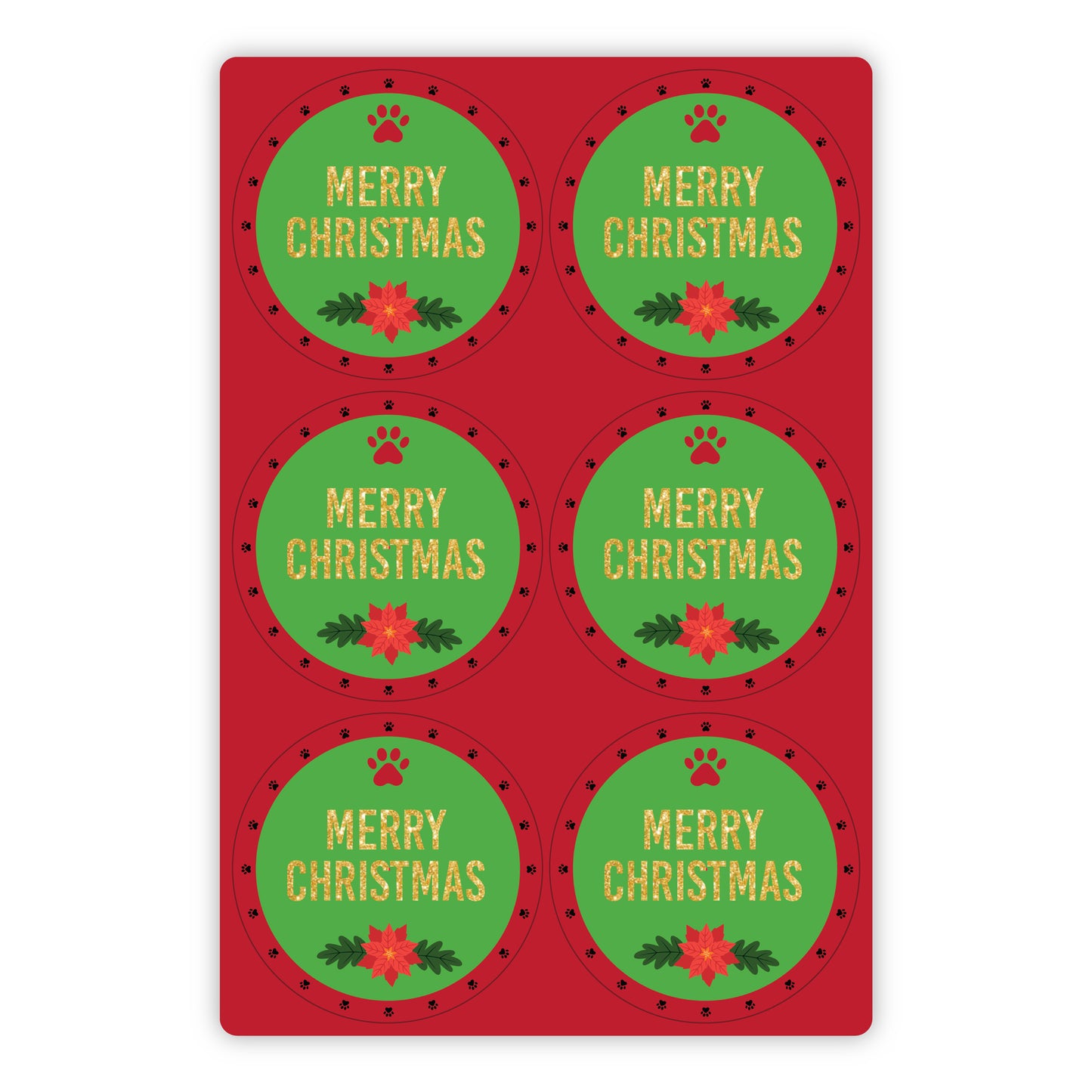 We Woof You a Merry Christmas Holiday Greeting Card with matching envelope seal for pet lover