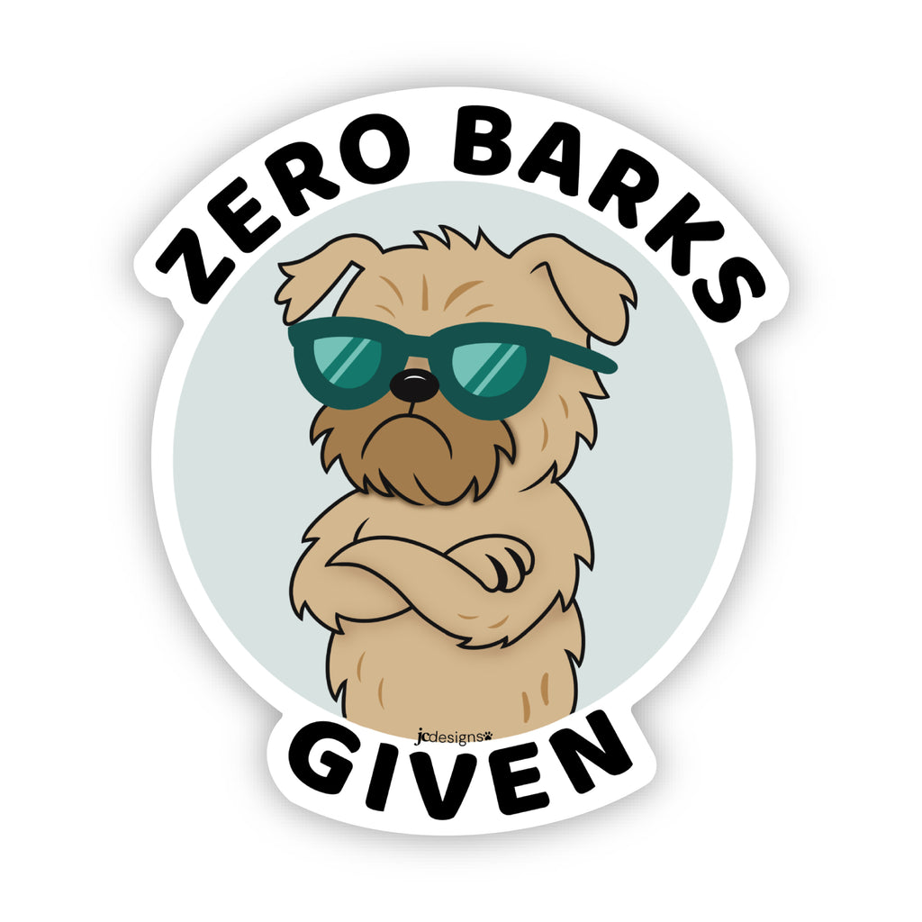 Zero Barks Given Dog Sticker - Hand-Drawn Vinyl Decal