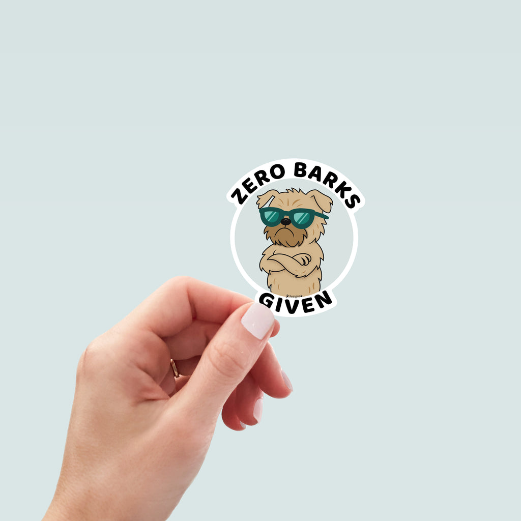 Zero Barks Given Dog Sticker - Hand-Drawn Vinyl Decal