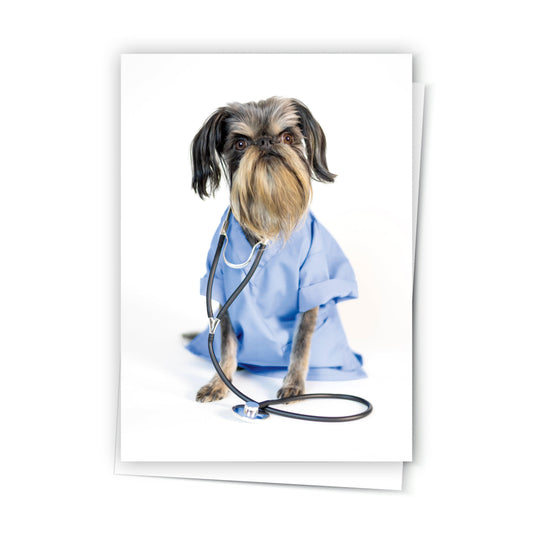 'McDoggy Makes Boo Boo's Better' Brussels Griffon Doctor Greeting Card - JC Designs